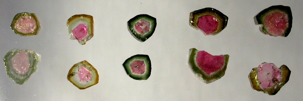 Watermelon Tourmaline polished slices matched pairs rubellite, 